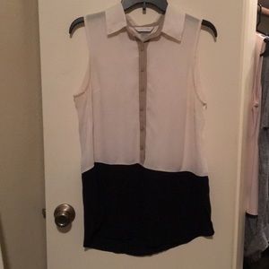White and black dress blouse